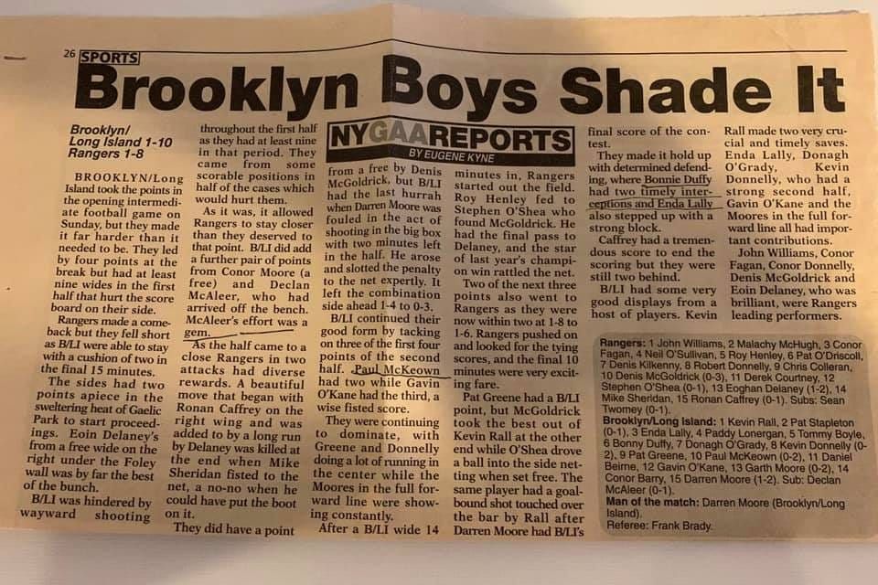 NY GAA Reports by Eugene Kyne